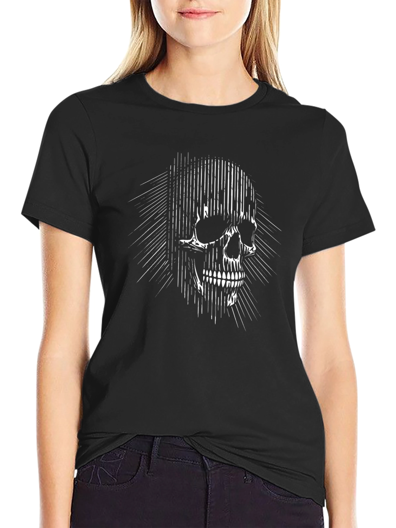 Black Skull Graphic Black T-Shirt for Men view 2