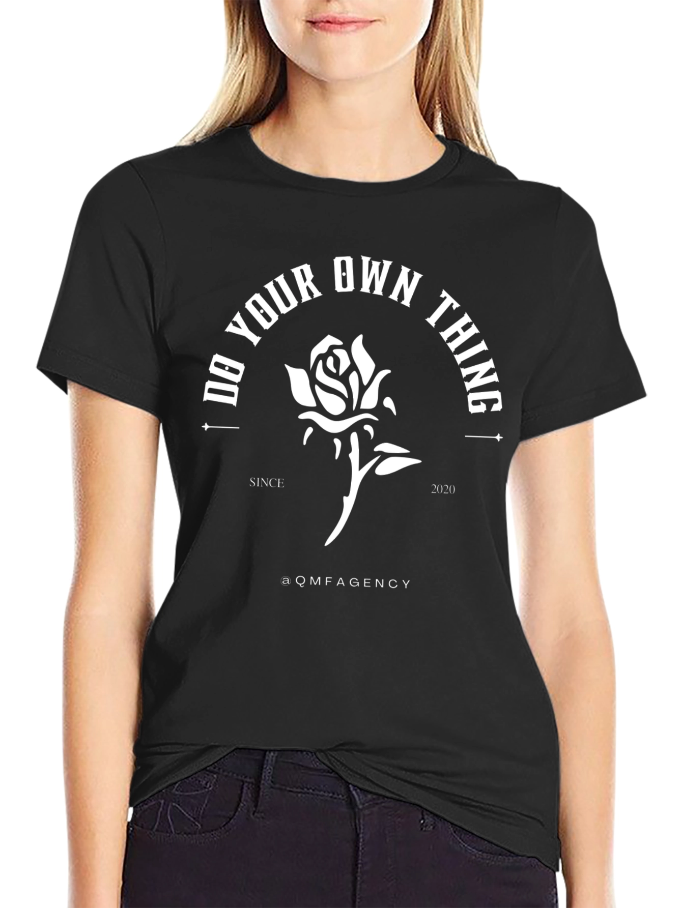 Black Do Your Own Thing Rose T-Shirt view 2