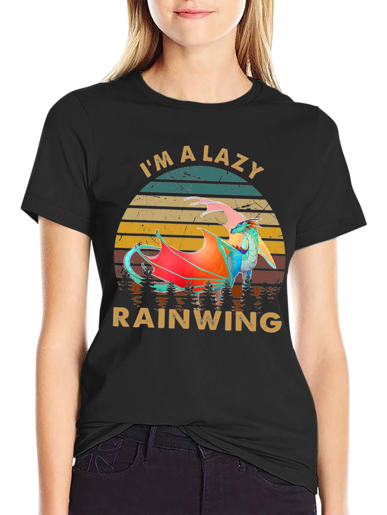 Black Lazy Rainwing T-Shirt Dragon Design  view 2