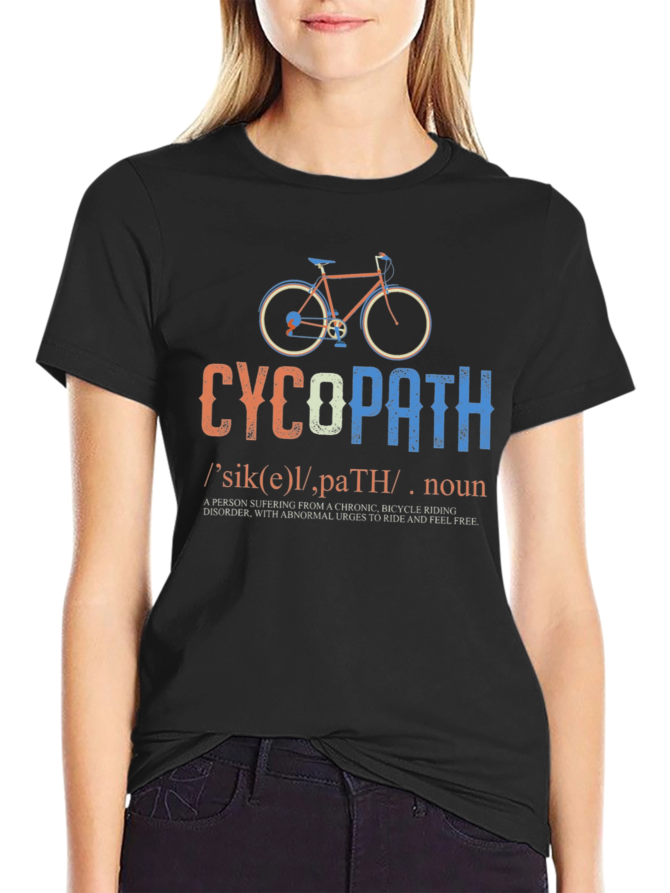 Black CycoPath Bicycle Riding T-Shirt - Funny Cycling Gift view 2