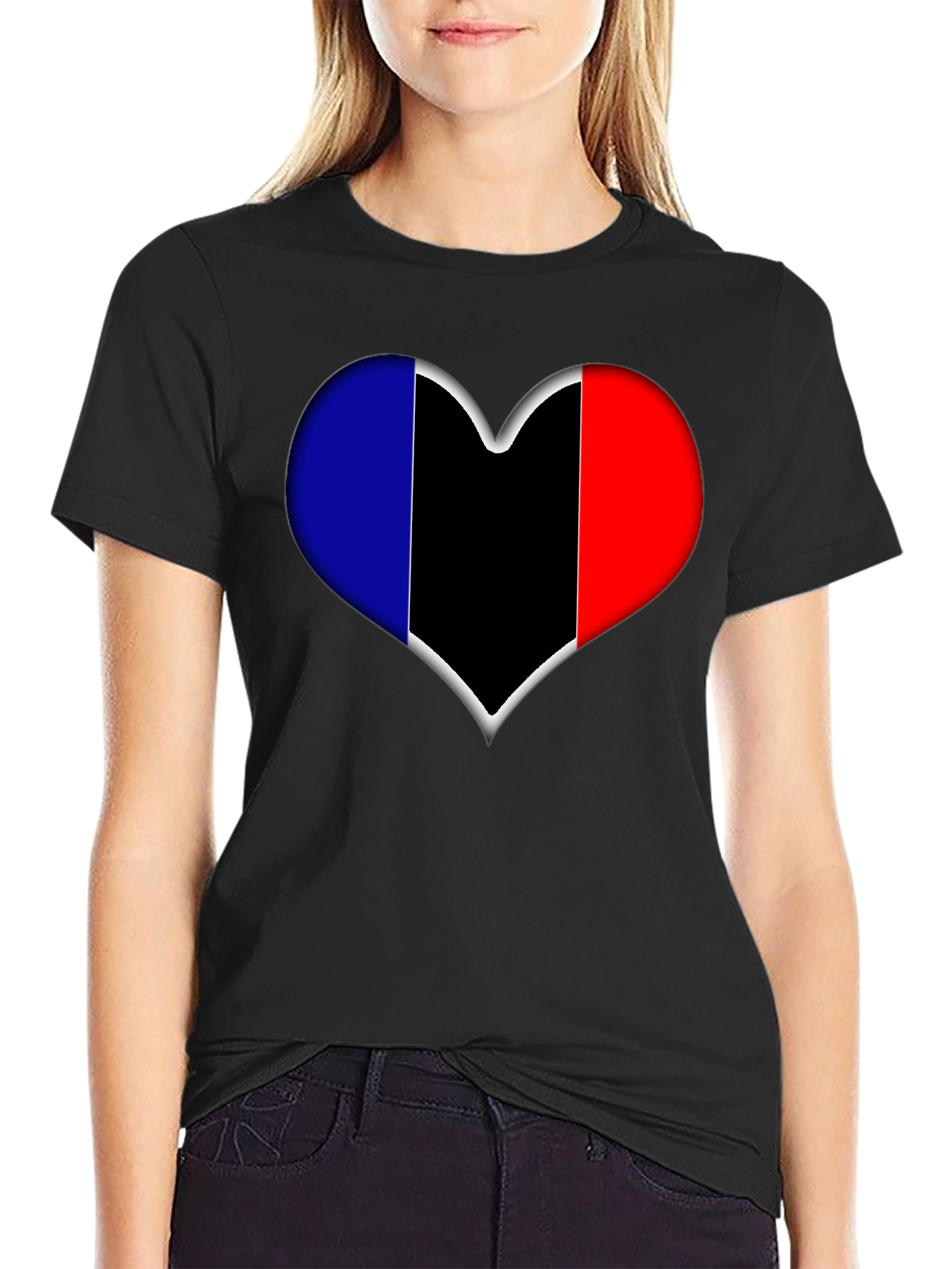 Black Heart Flag Graphic Tee - Stylish Black T-Shirt view 2
