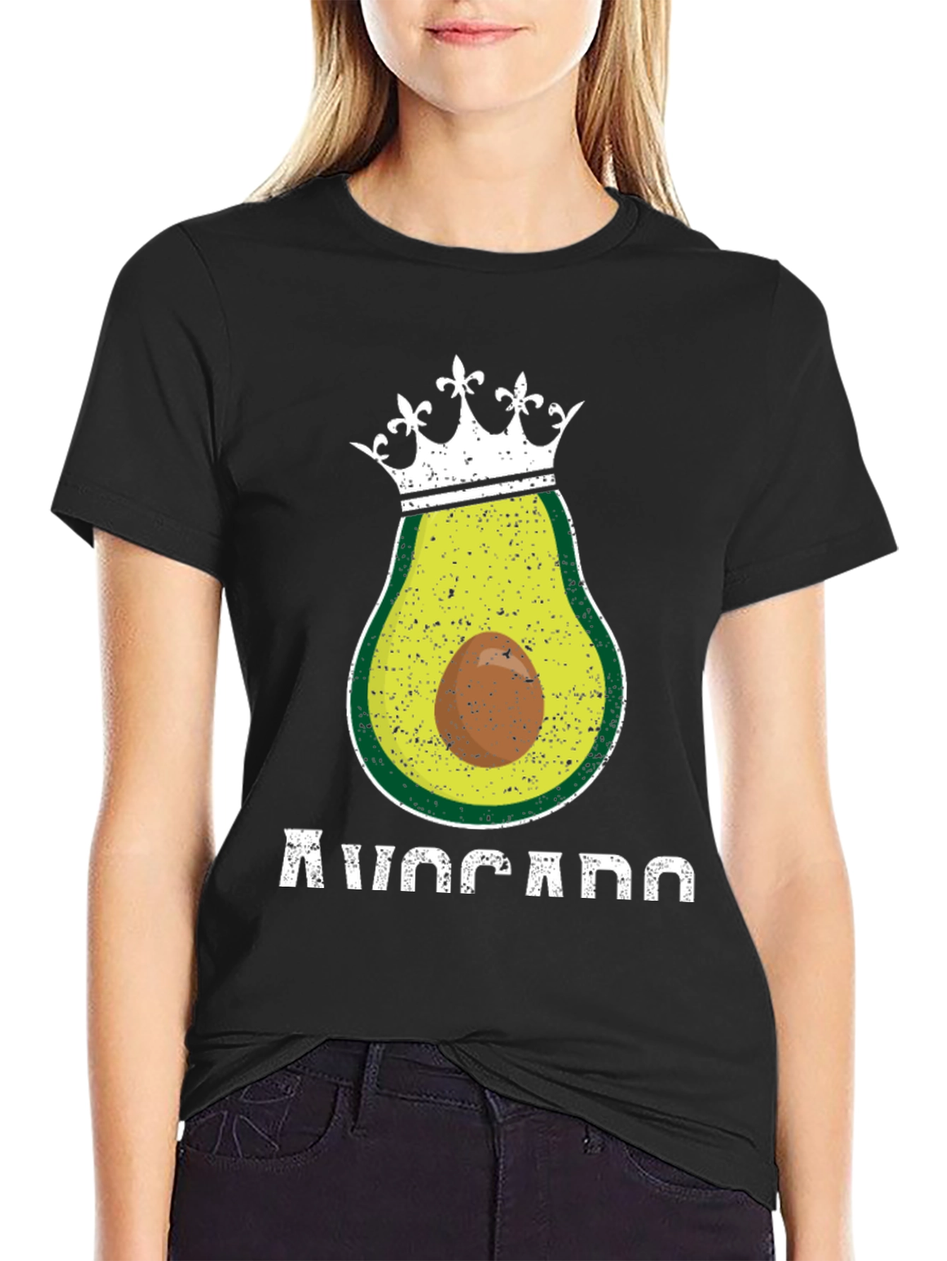 Black Avocado King T-Shirt - Funny Foodie Tee view 2