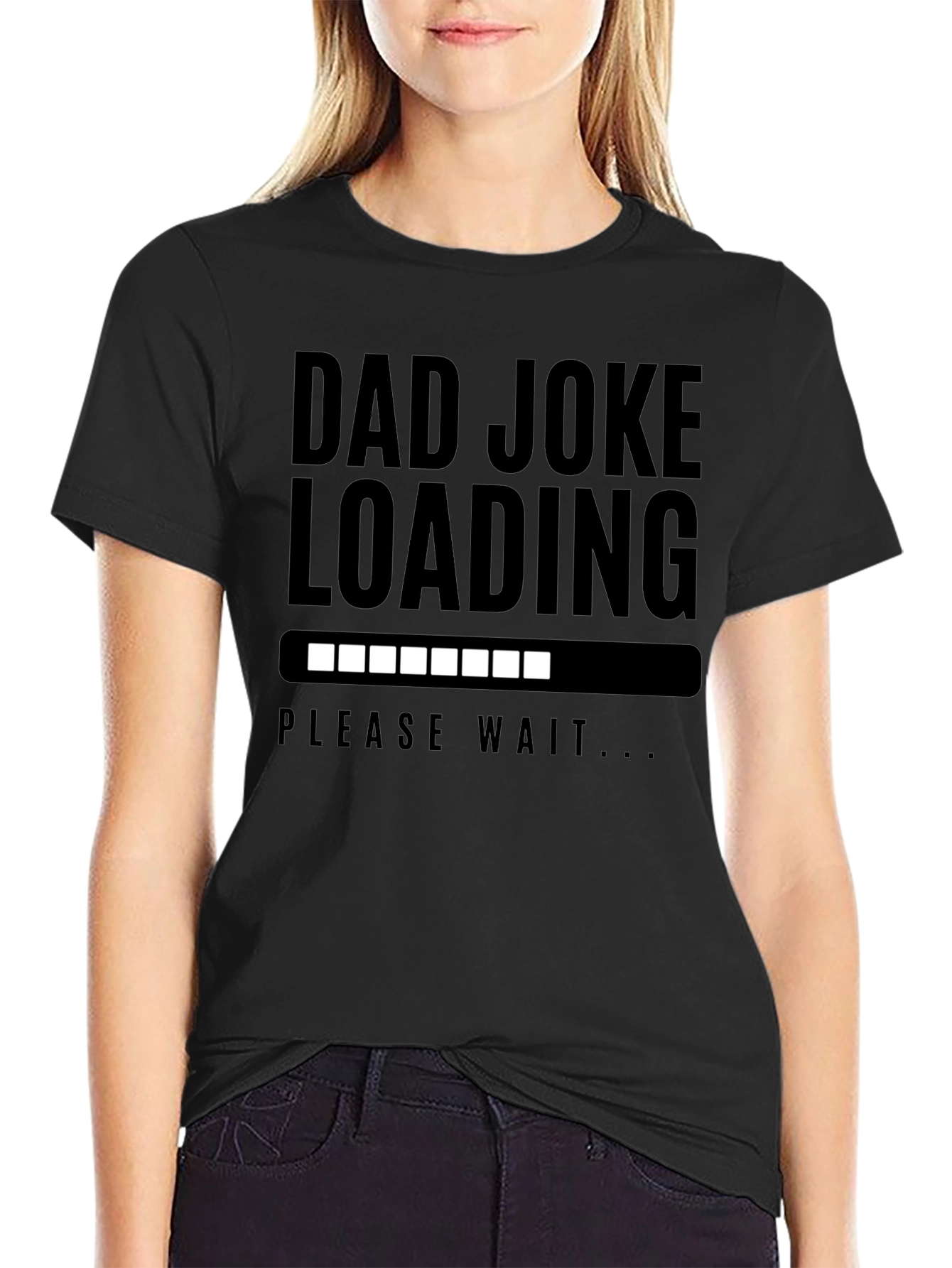 Black Dad Joke Loading T-Shirt - Humorous Father's Day Tee view 2
