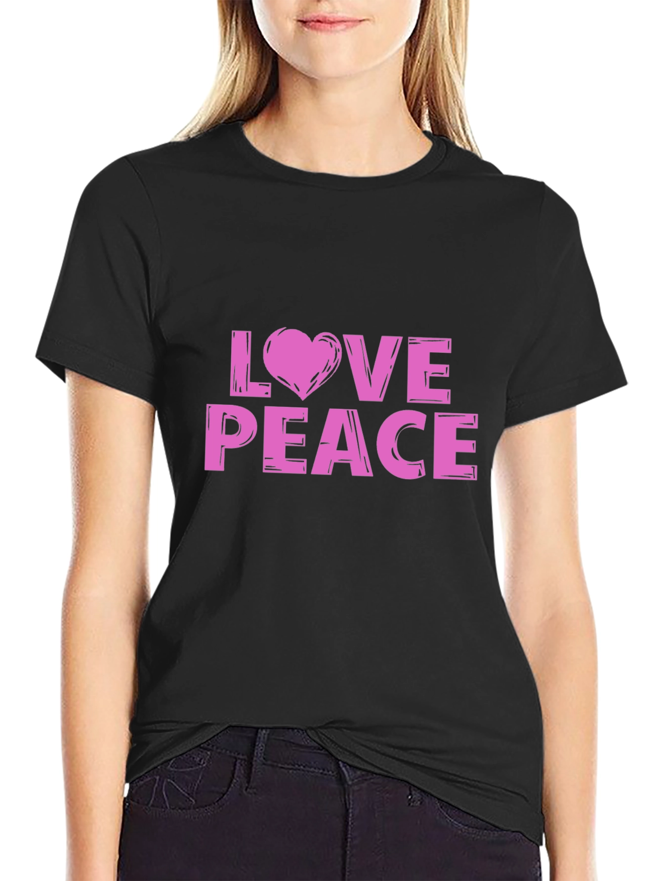 Black Love & Peace Black Graphic Tee view 2
