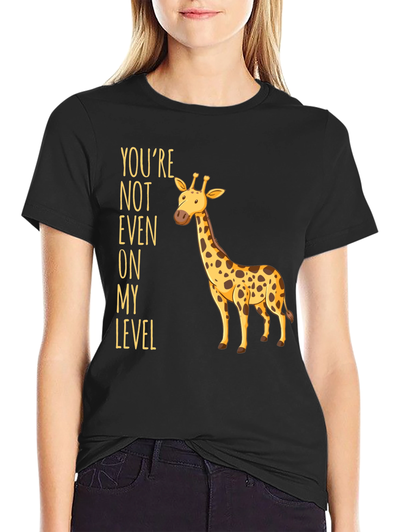 Black Giraffe Humor T-Shirt - You're Not Even On My Level view 2