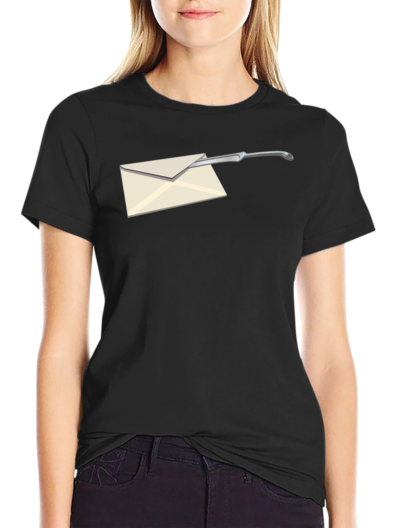 Black Envelope Opener Graphic Tee - Cool & Unique Design view 2