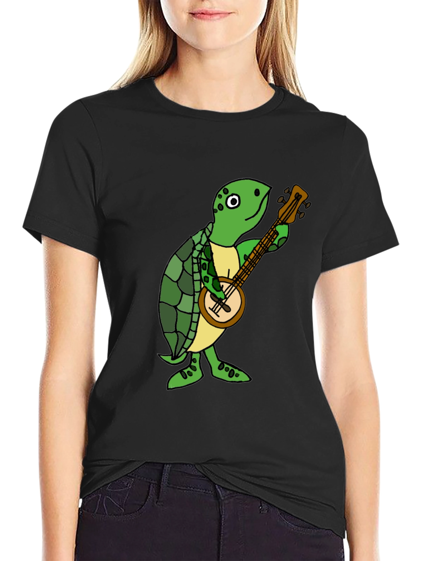 Black Turtle Banjo Player T-Shirt view 2