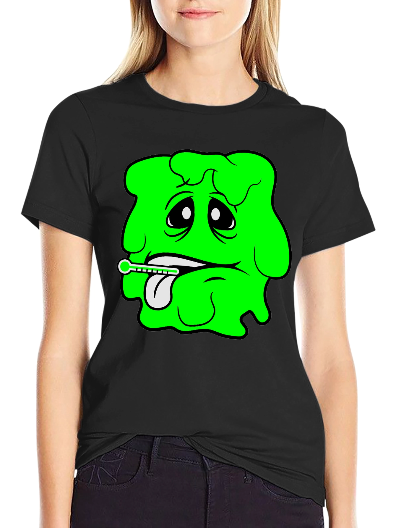 Black Sick Day Green Blob Graphic Tee view 2