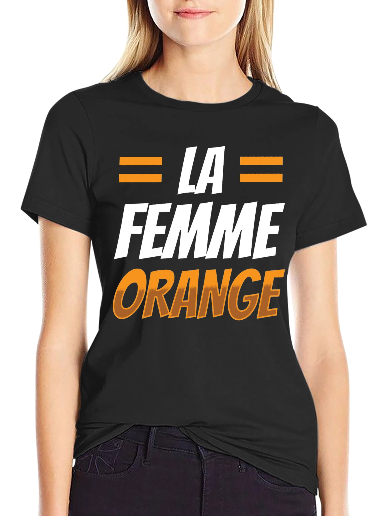 Black La Femme Orange Graphic Tee view 2