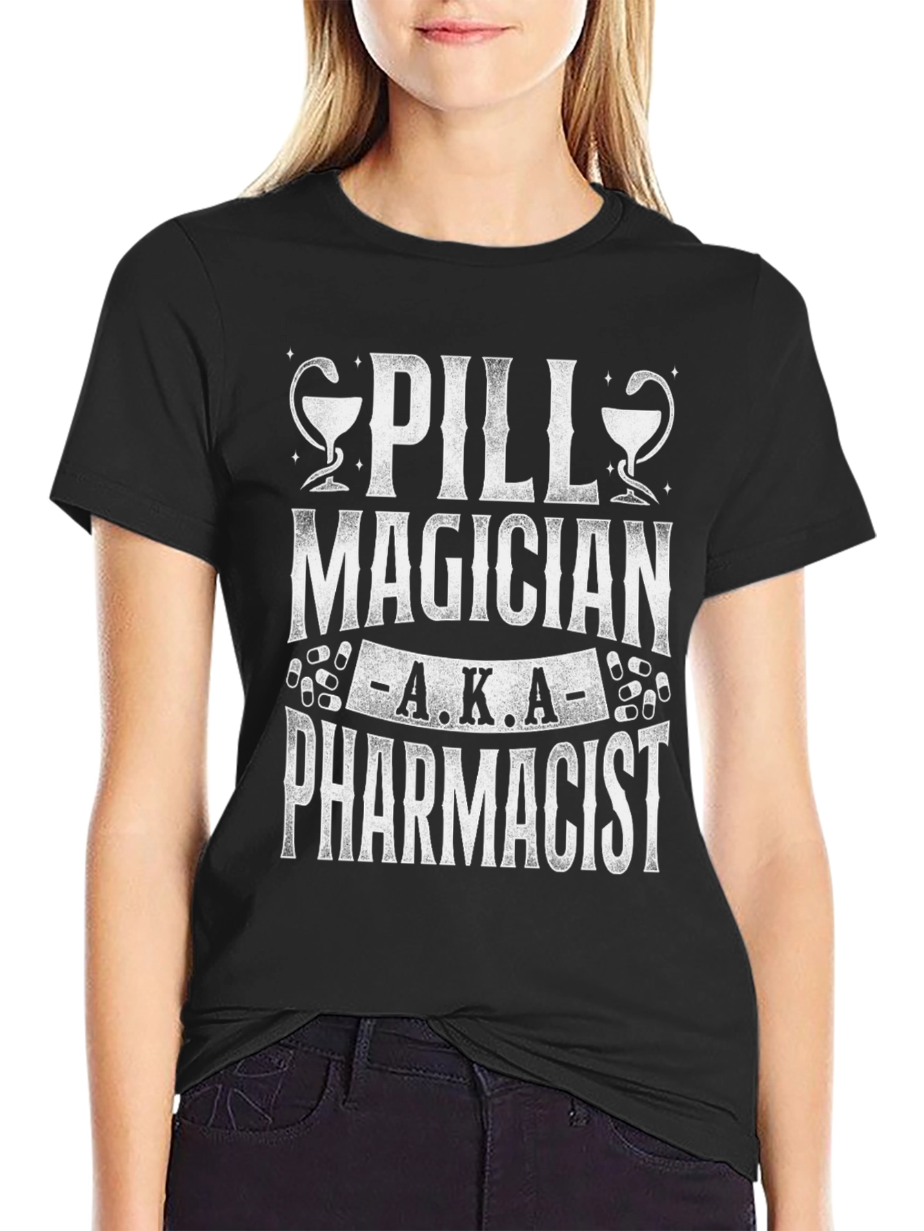 Black Pill Magician Pharmacist Graphic T-Shirt view 2