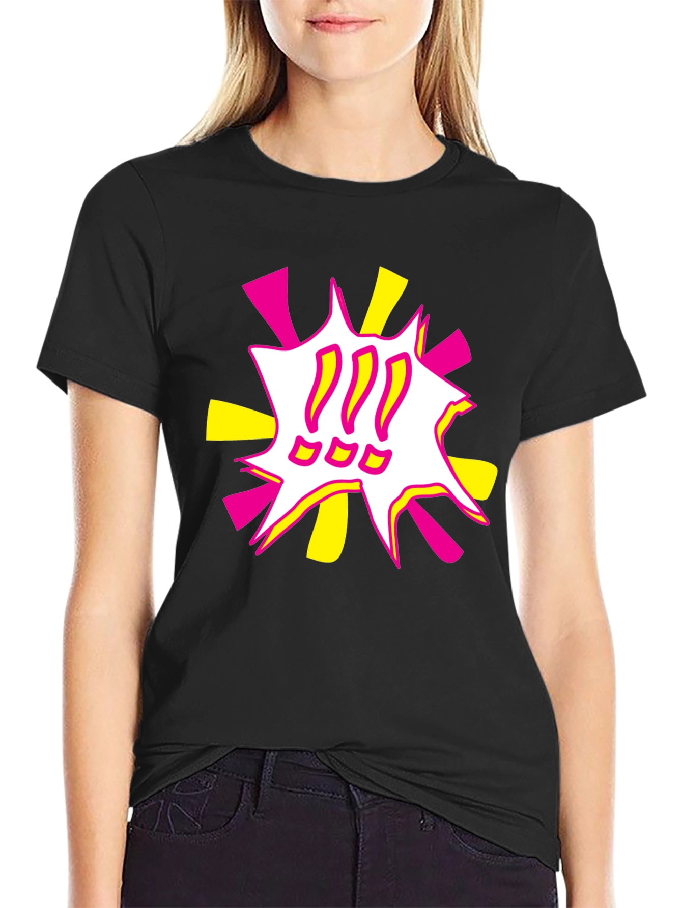 Black Bold Graphic Tee - Exclamation Pop Art view 2