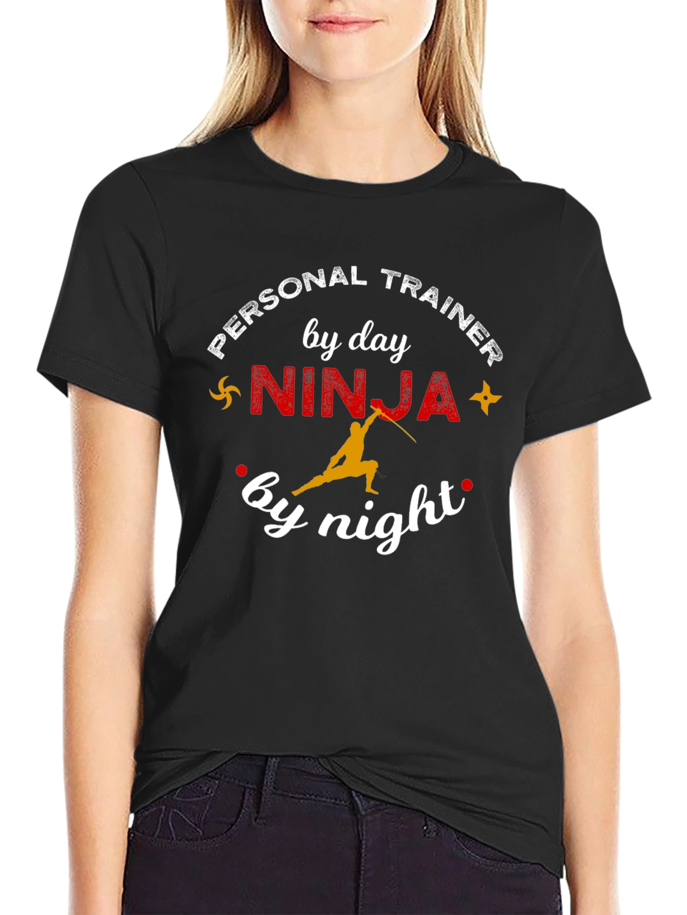 Black Personal Trainer Ninja T-Shirt Funny Gym Workout Tee view 2