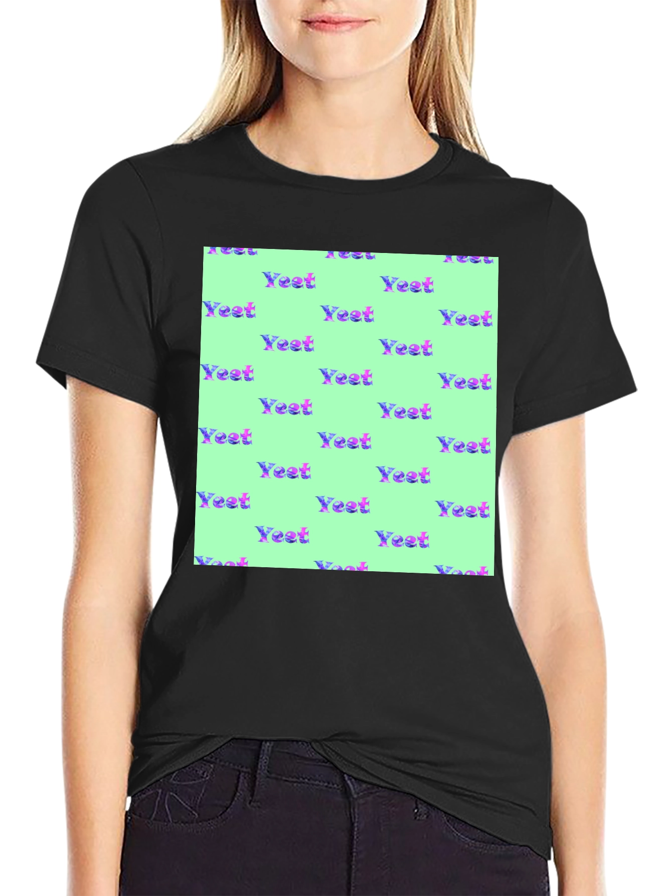 Black Yeet Pattern T-Shirt - Unique Trendy Design view 2