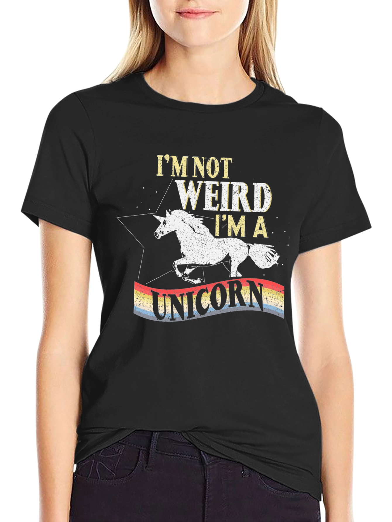 Black I'm Not Weird I'm A Unicorn T-Shirt view 2