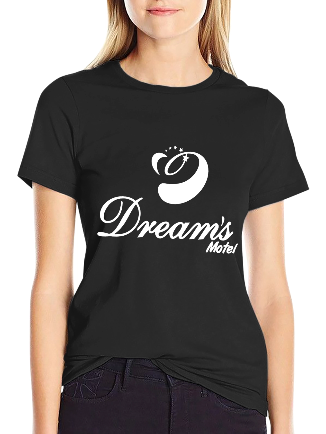 Black Dream's Motel Graphic Tee - Black Cotton T-Shirt view 2