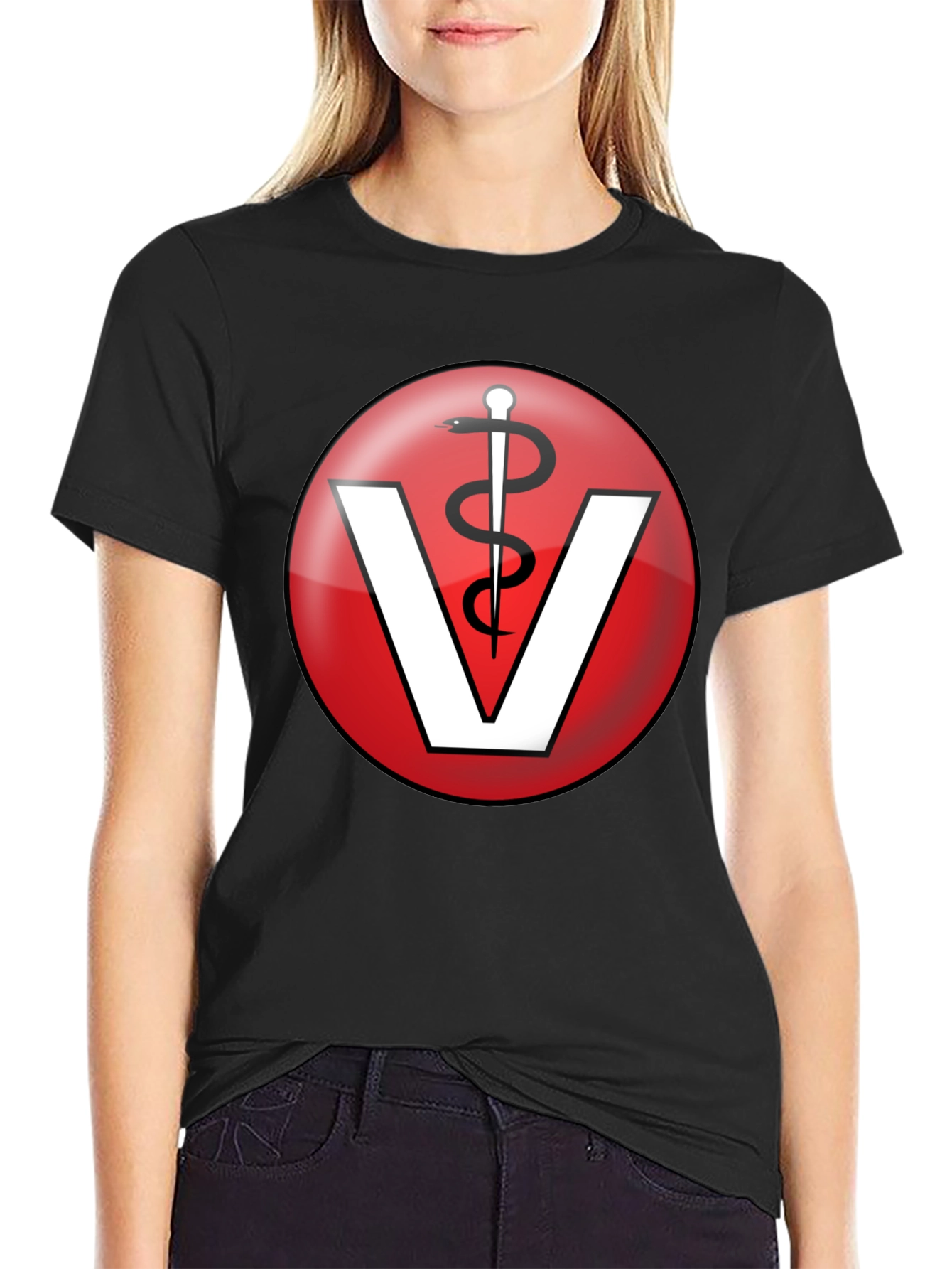 Black Veterinary Medicine T-Shirt - Caduceus Vet Tee view 2