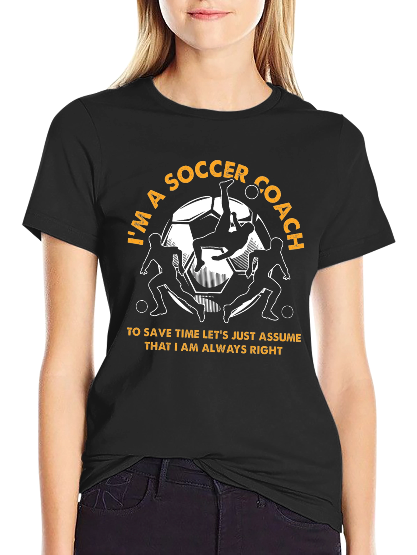 Black Soccer Coach T-Shirt - Always Right Design view 2