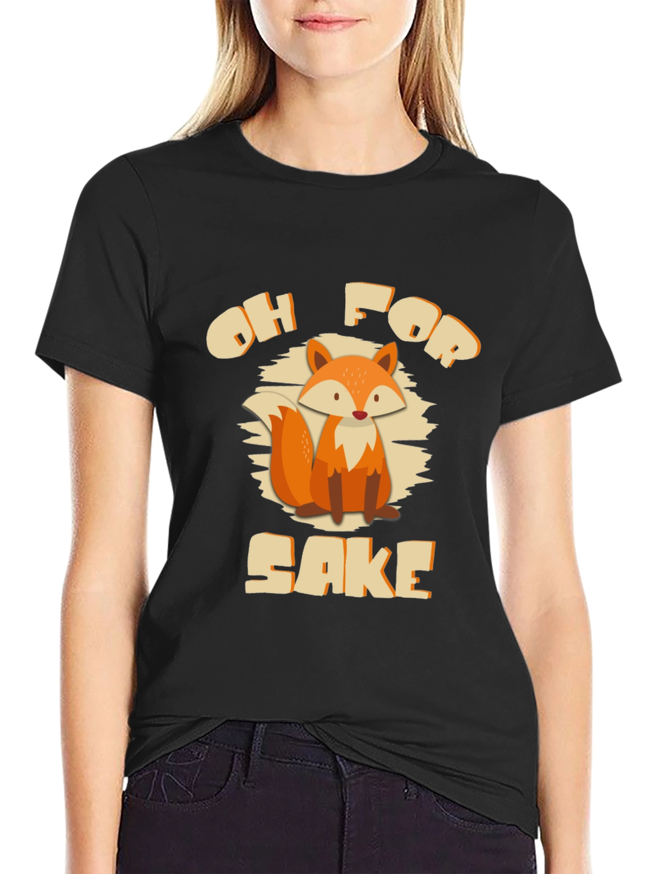 Black Oh For Fox Sake T-Shirt - Funny Novelty Tee view 2