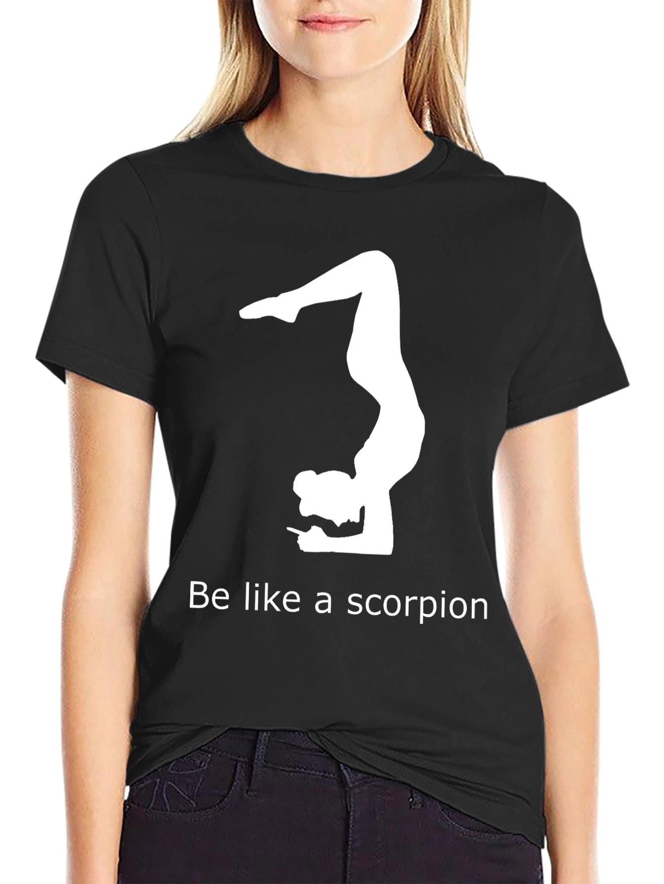 Black Yoga Scorpion Pose Graphic T-Shirt view 2