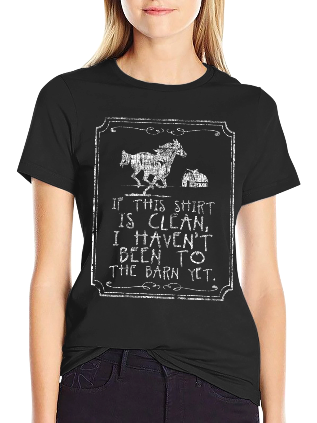 Black Funny Horse Lover T-Shirt - Clean Shirt Barn view 2
