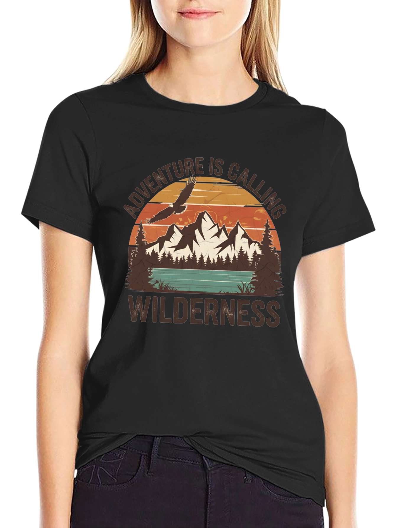 Black Adventure Awaits Graphic Tee view 2