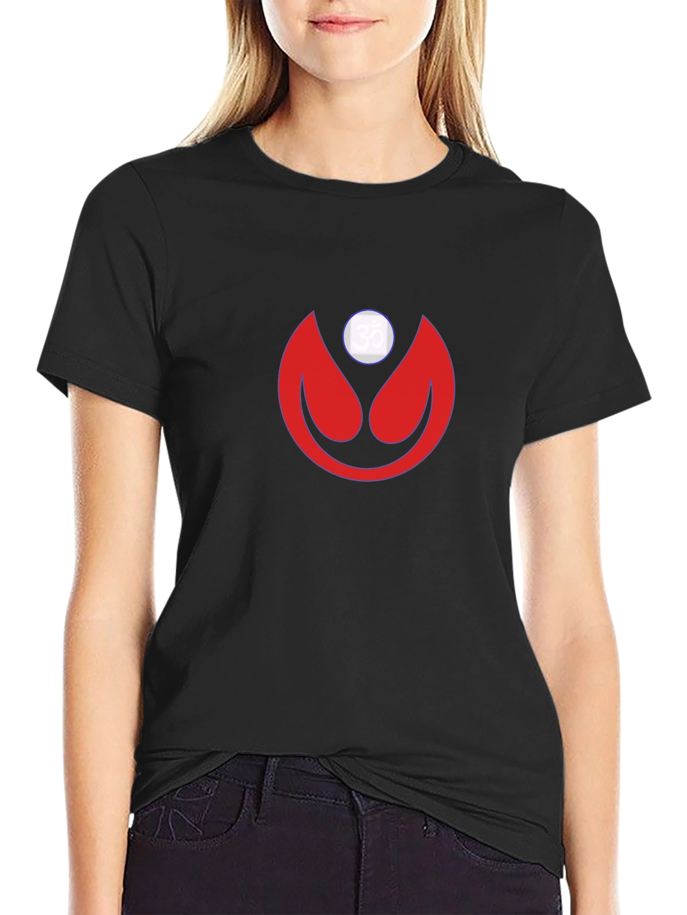 Black Modern Graphic Tee - Red Abstract Design on Black view 2