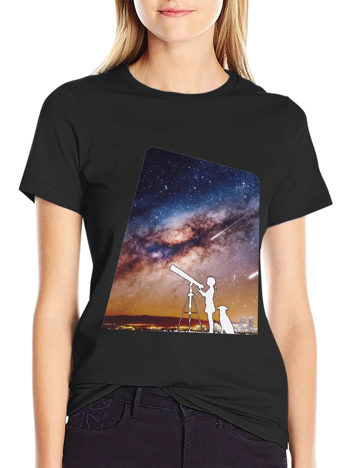Black Starry Night Tee - Unisex Premium Cotton T-Shirt view 2