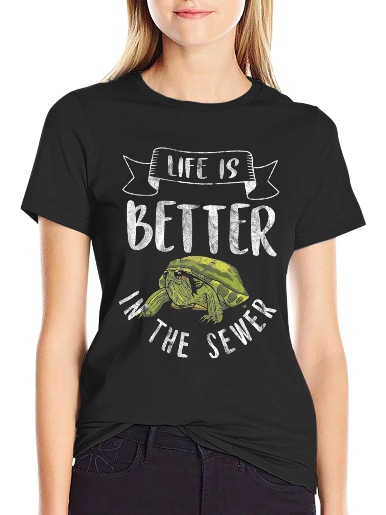 Black Life is Better in the Sewer T-Shirt view 2