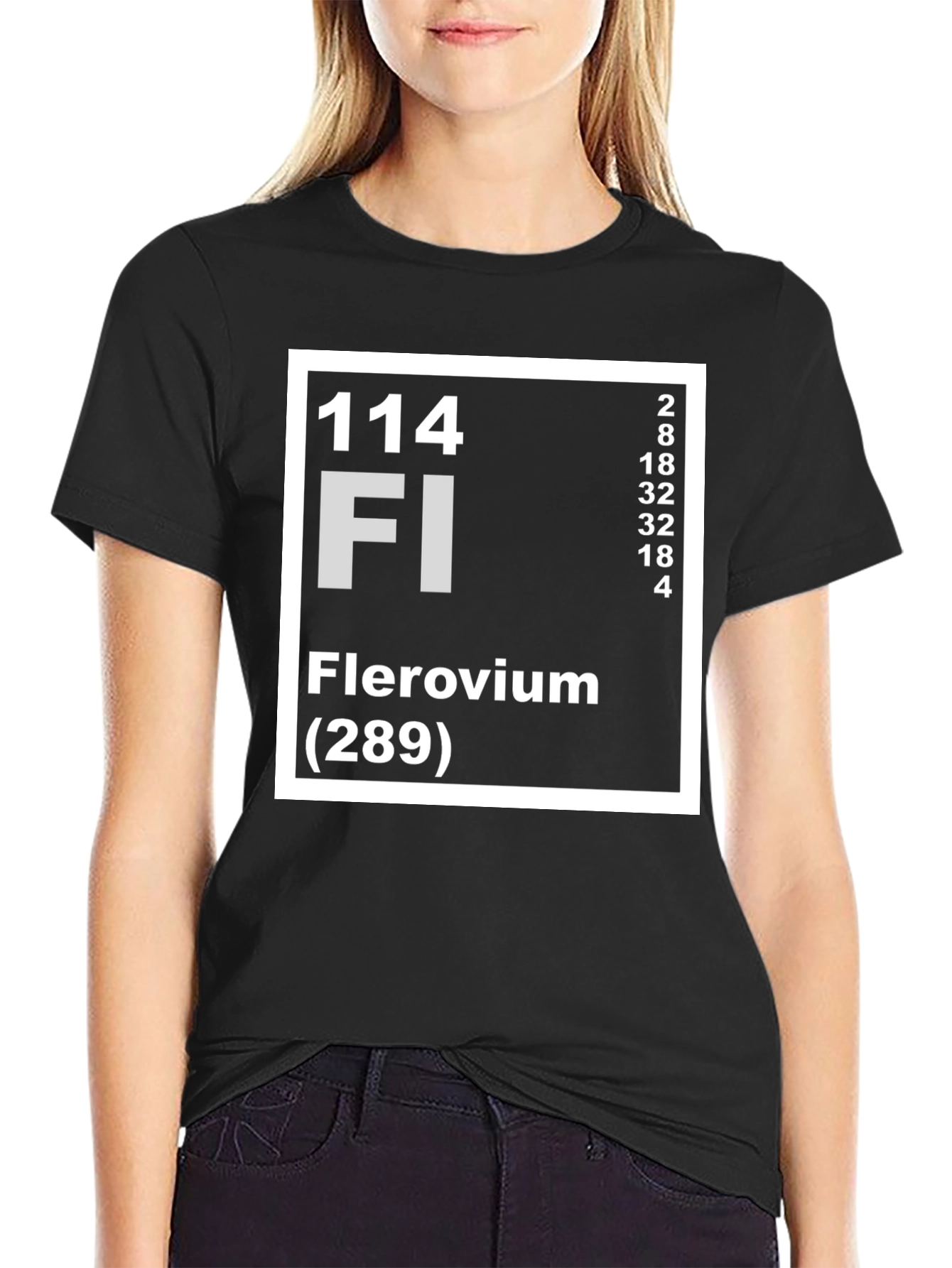 Black Flerovium Periodic Table T-Shirt - Black view 2