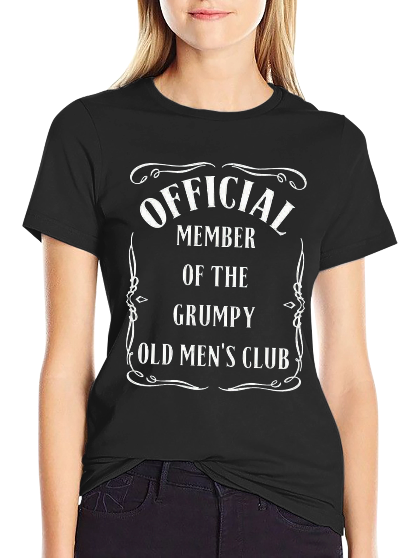 Black Official Grumpy Old Men's Club T-Shirt view 2