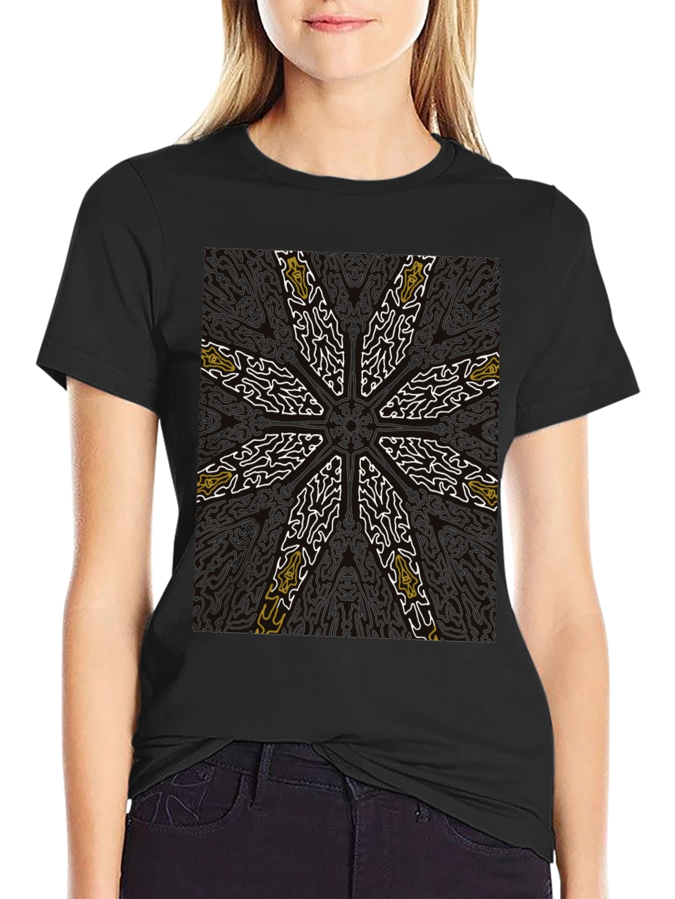 Black Abstract Starburst Graphic Tee - Black view 2