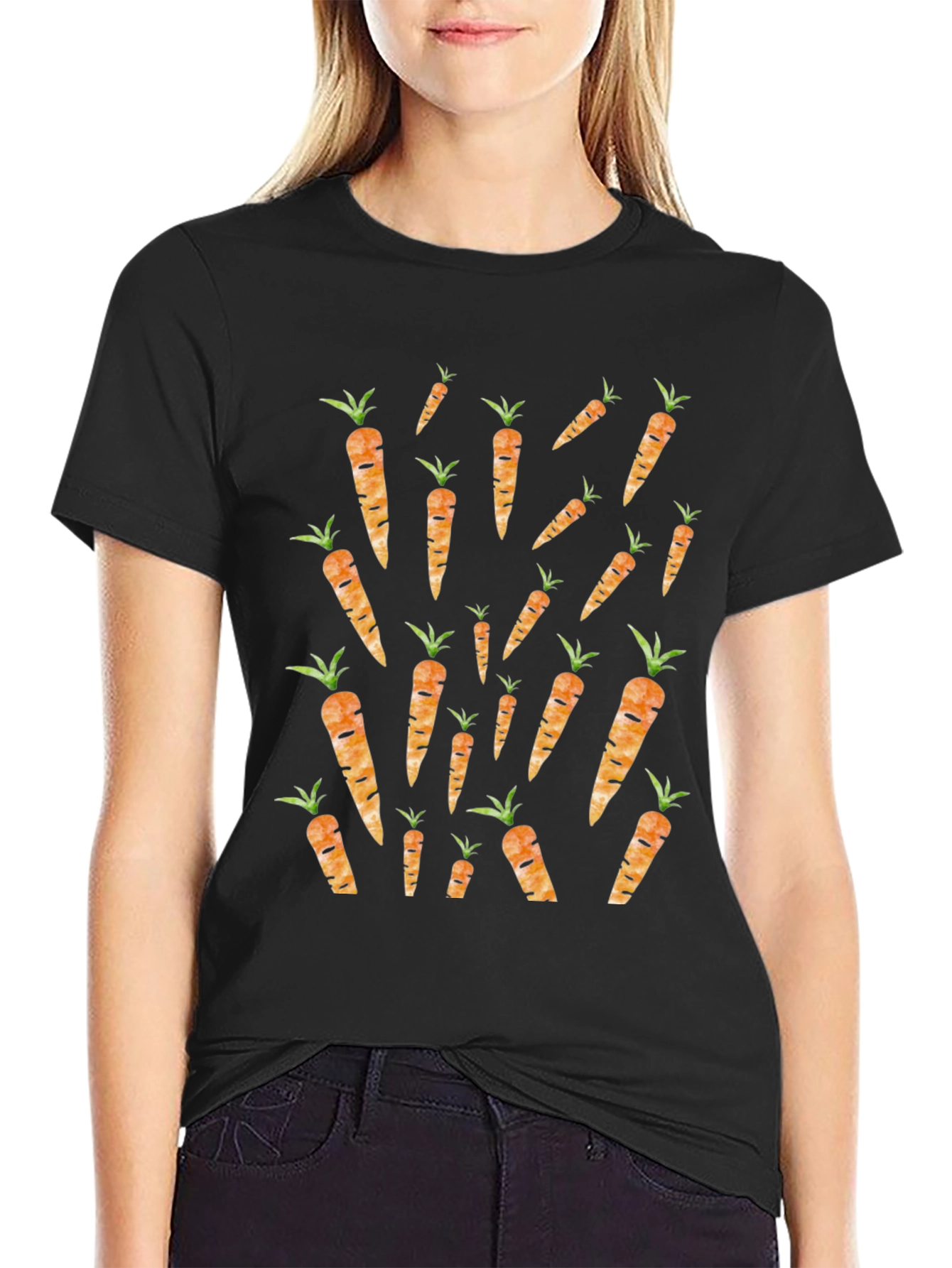 Black Carrot Pattern Graphic Tee view 2