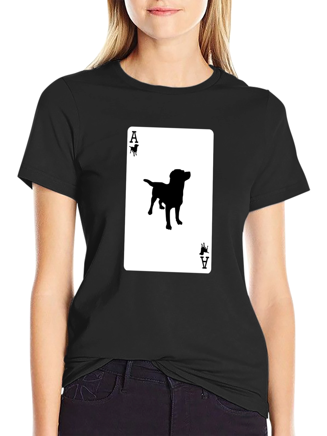 Black Ace of Dogs T-Shirt - Novelty Canine Card Tee view 2