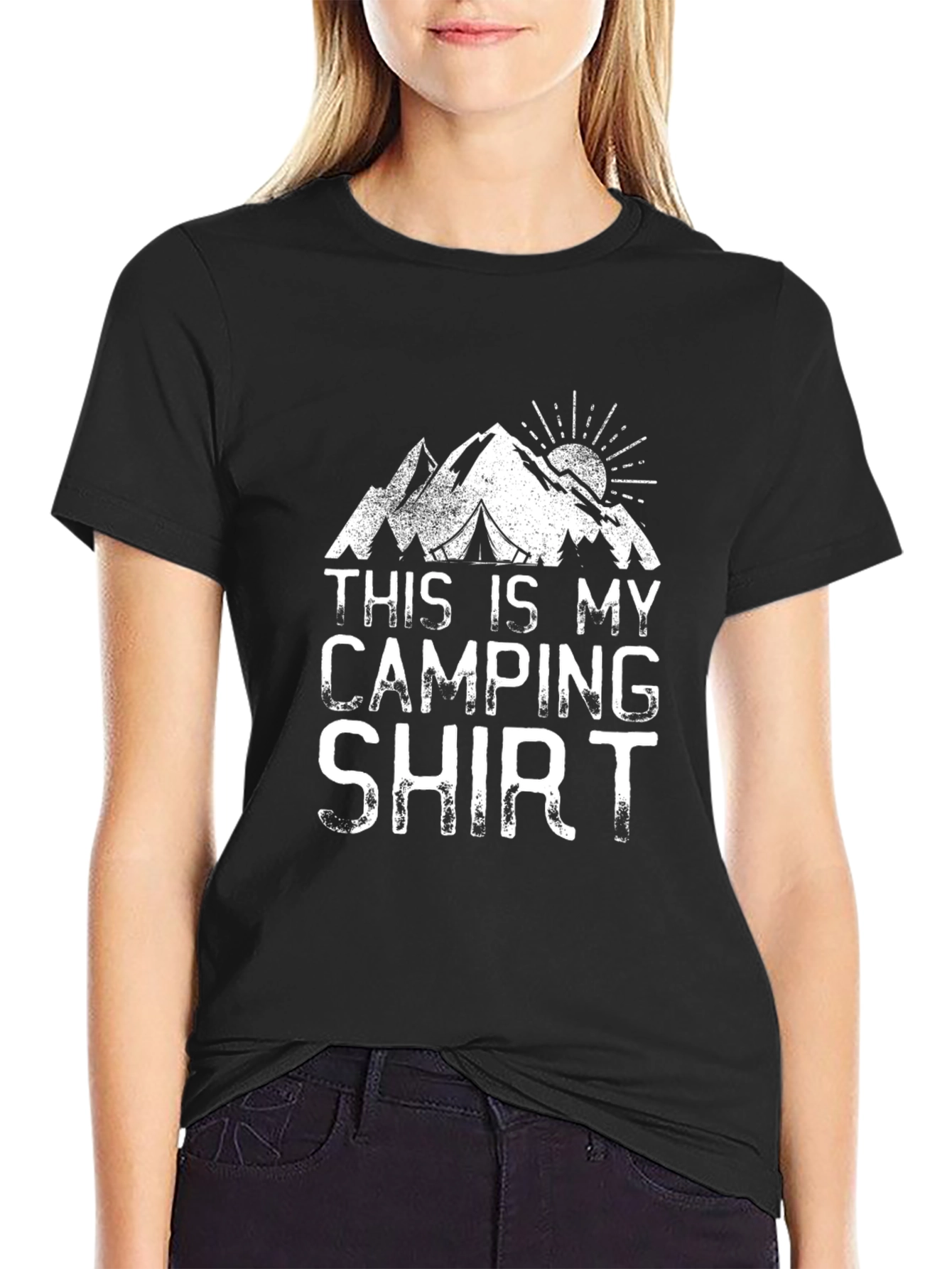 Black Camping Shirt - This Is My Camping Shirt Black Cotton Tee view 2