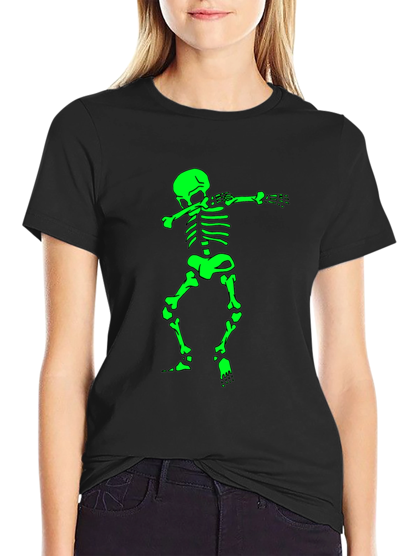Black Dabbing Skeleton Graphic Tee view 2