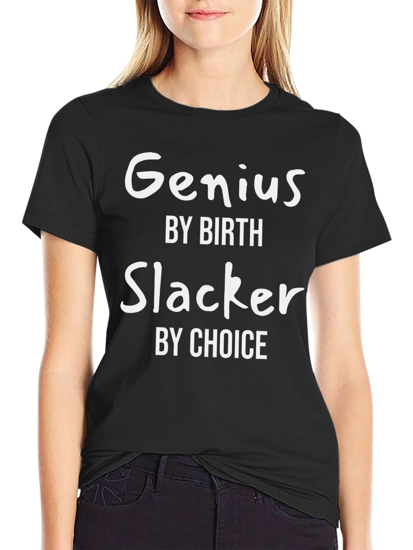 Black Genius By Birth Slacker By Choice T-Shirt view 2