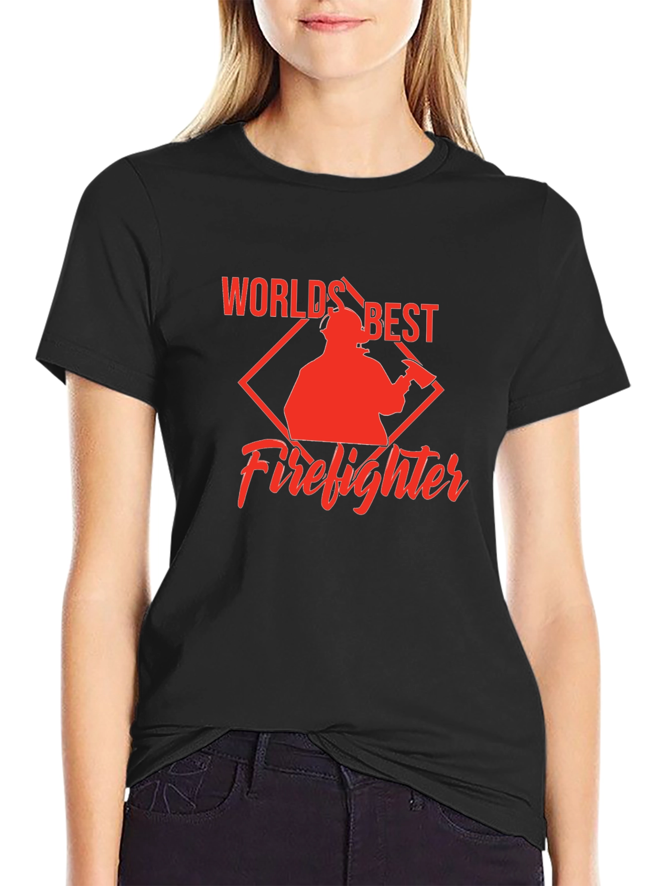 Black World's Best Firefighter Graphic T-Shirt view 2