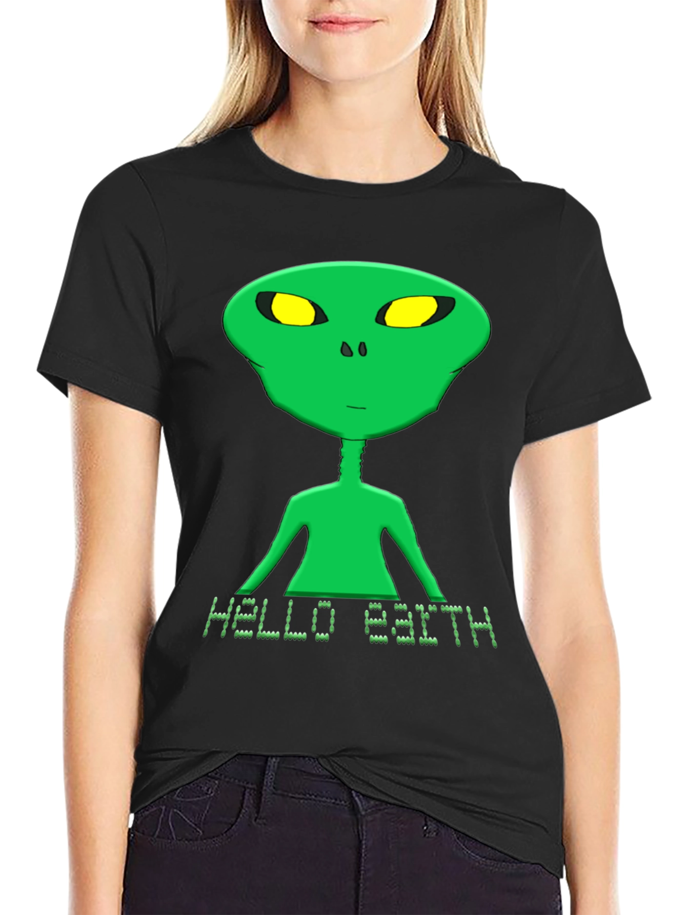 Black Hello Earth Alien Graphic Tee - Black T-Shirt view 2
