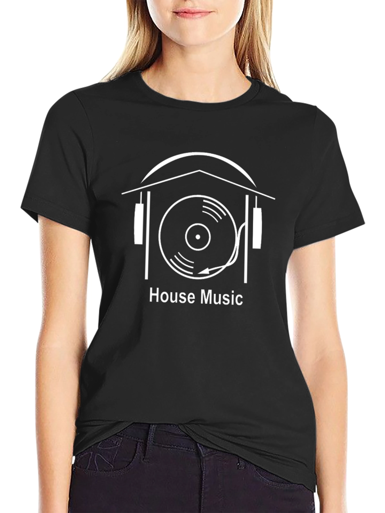 Black House Music Graphic T-Shirt - Stylish Design view 2