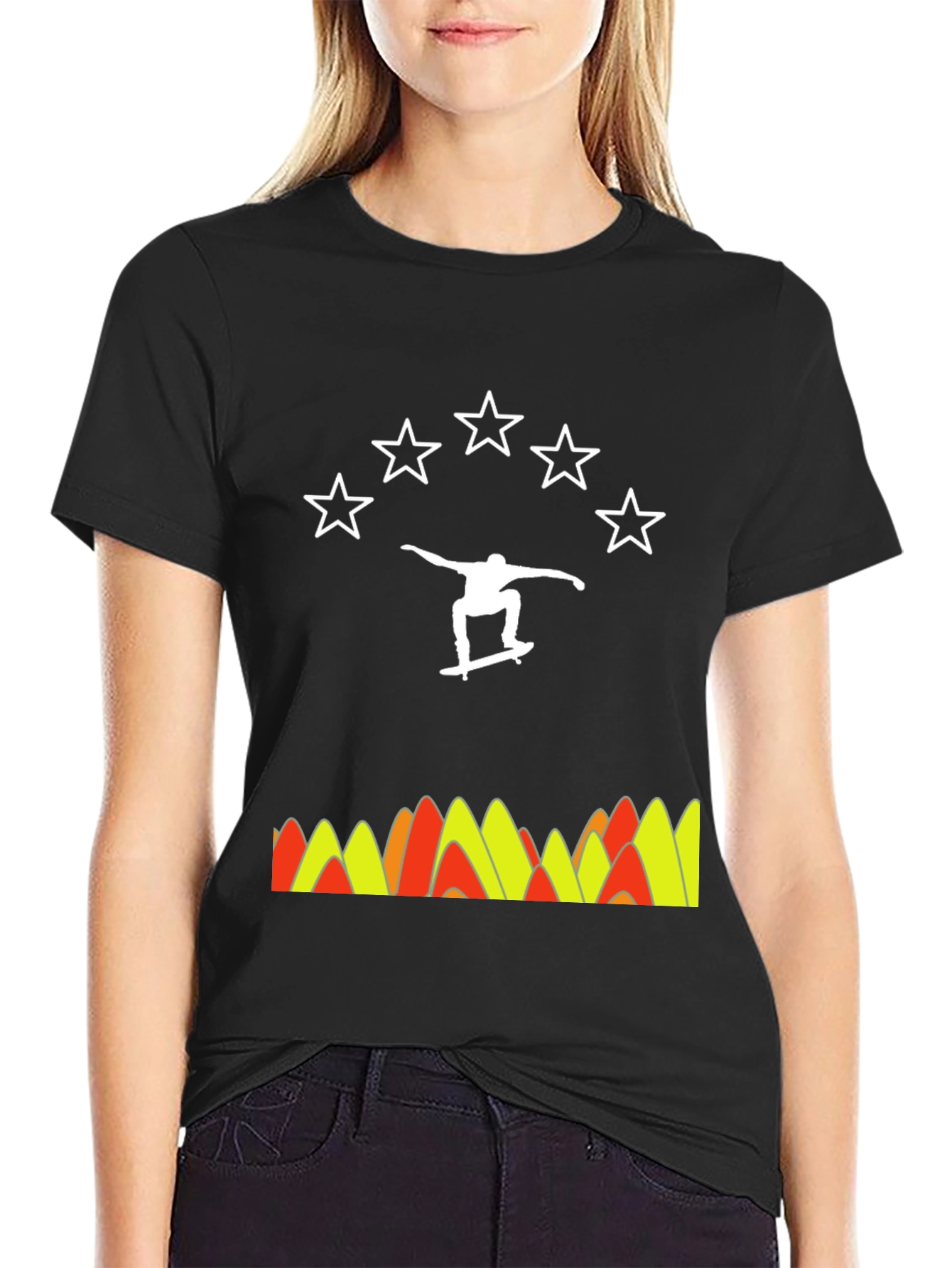 Black Skater Star Tee - Cool Graphic Print Shirt view 2