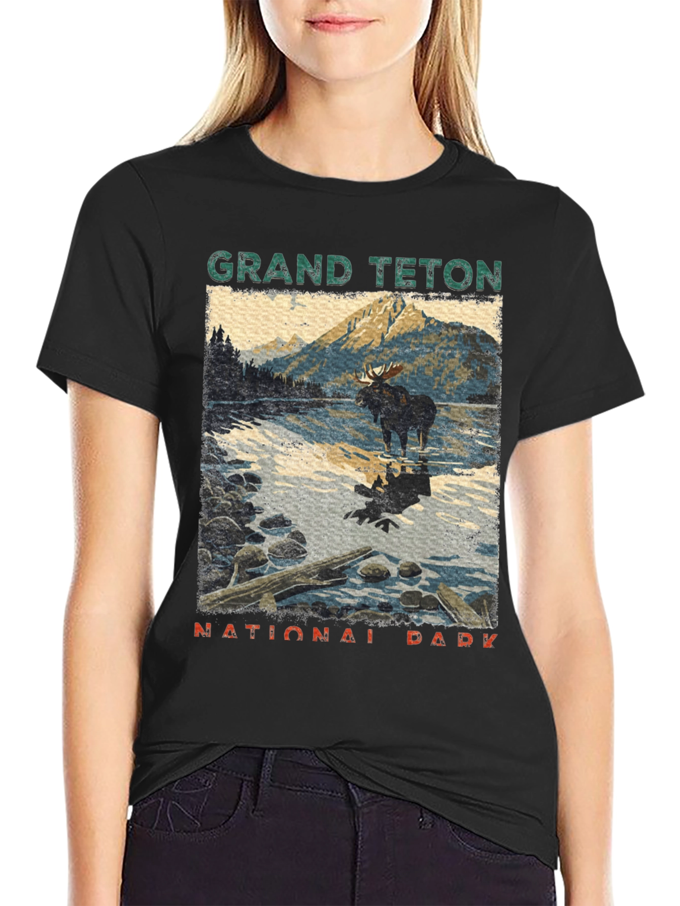 Black Grand Teton National Park Moose Graphic Tee view 2