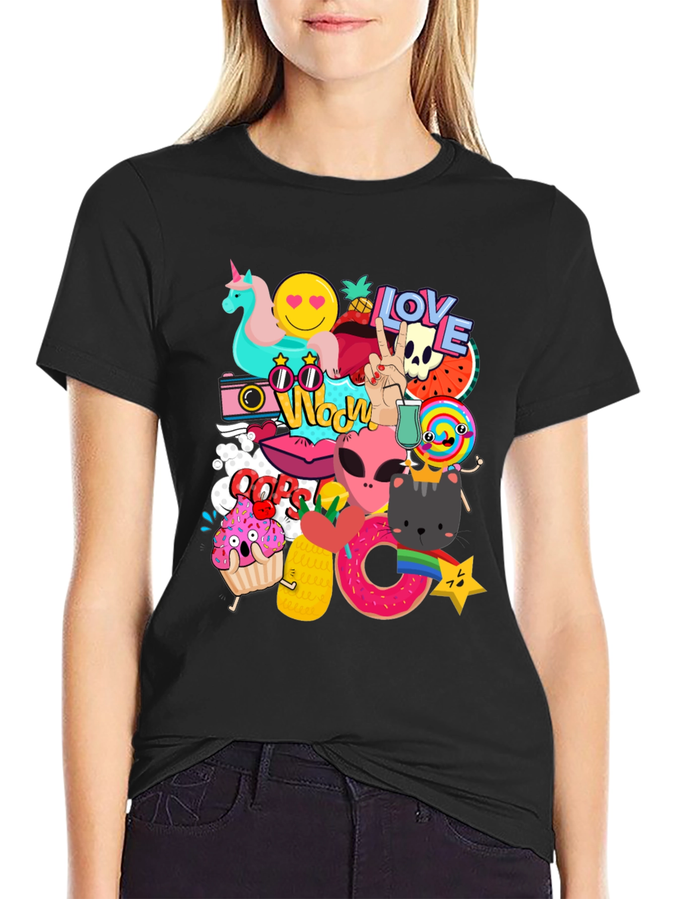 Black Fun Graphic Print Men's T-Shirt view 2