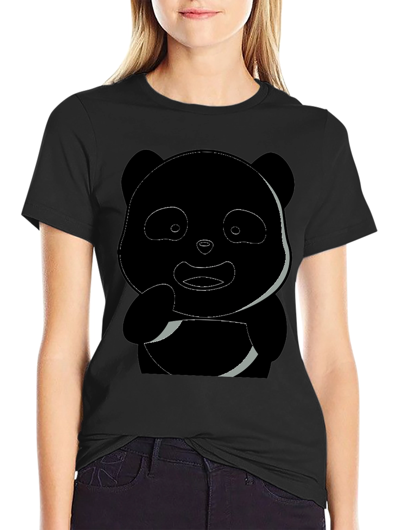 Black Panda Graphic Men's Black T-Shirt view 2