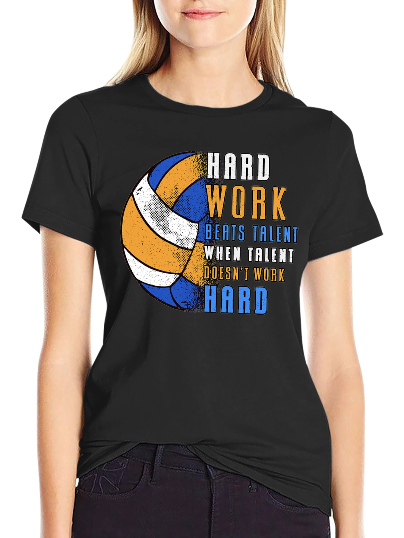 Black Hard Work Volleyball Graphic Tee view 2