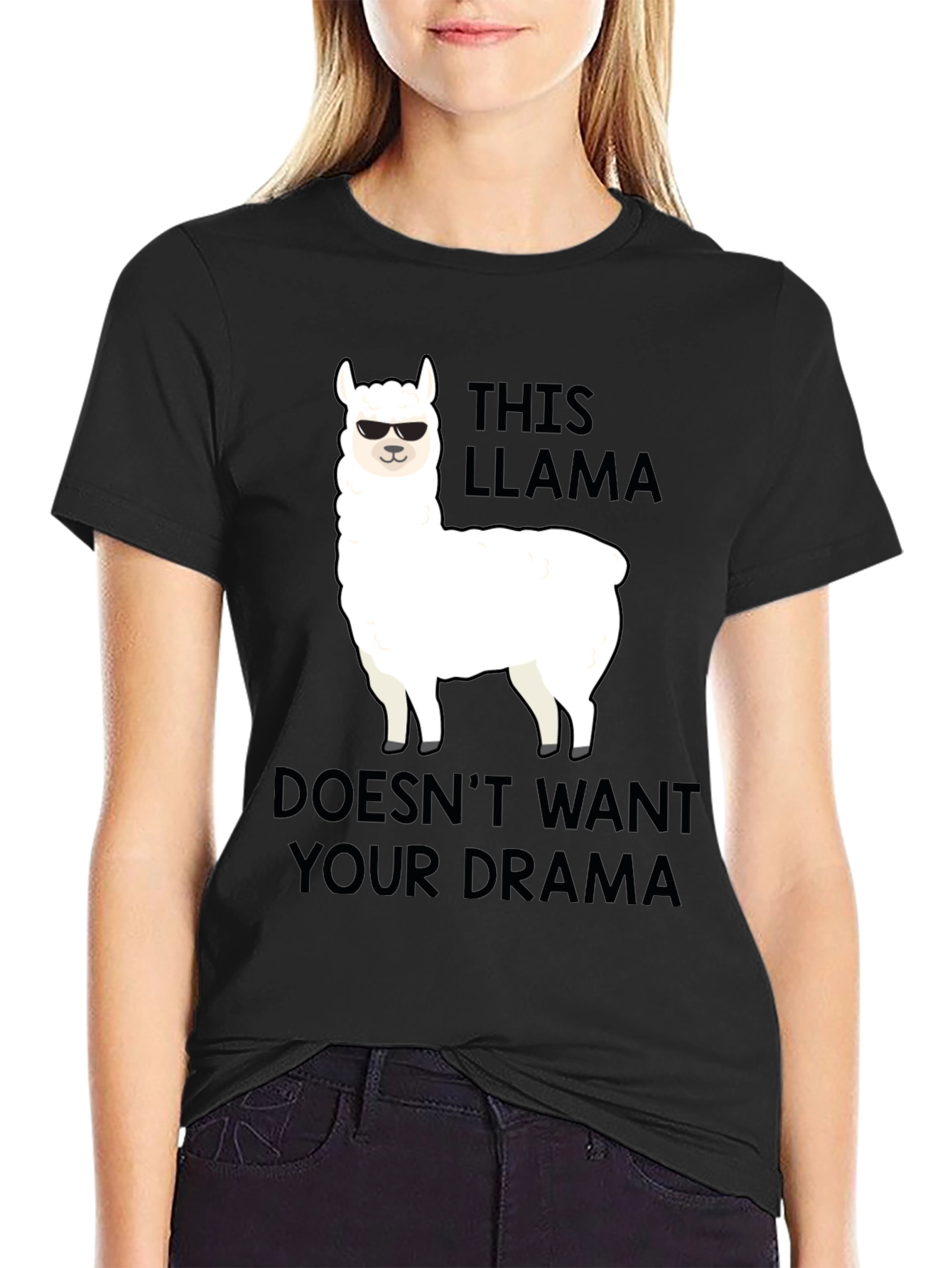 Black Llama Drama T-Shirt: Funny Graphic Tee for Men view 2