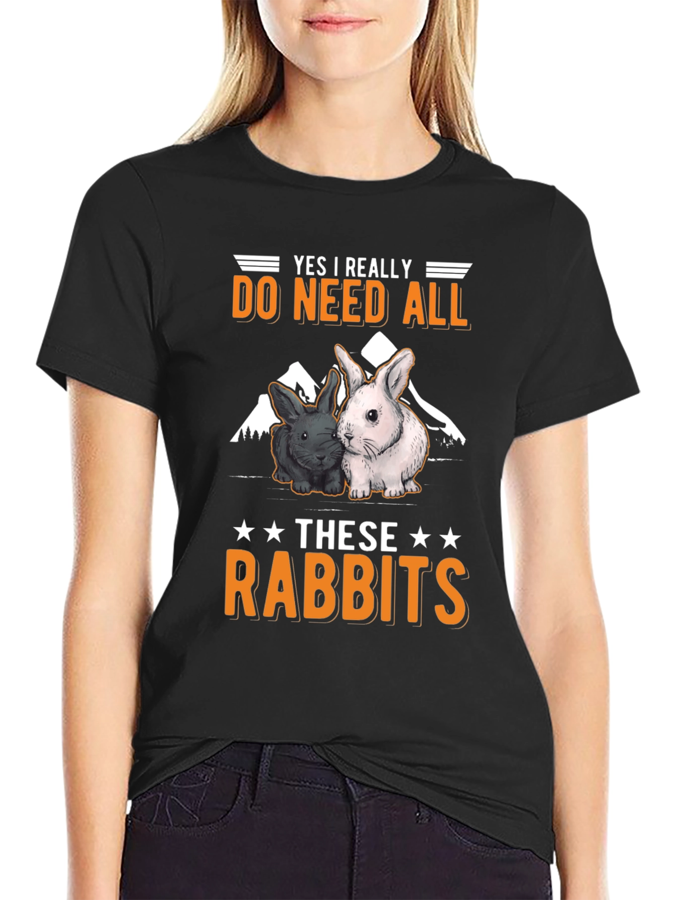 Black Rabbit Lover T-Shirt: Yes I Really Do Need All These Rabbits! view 2