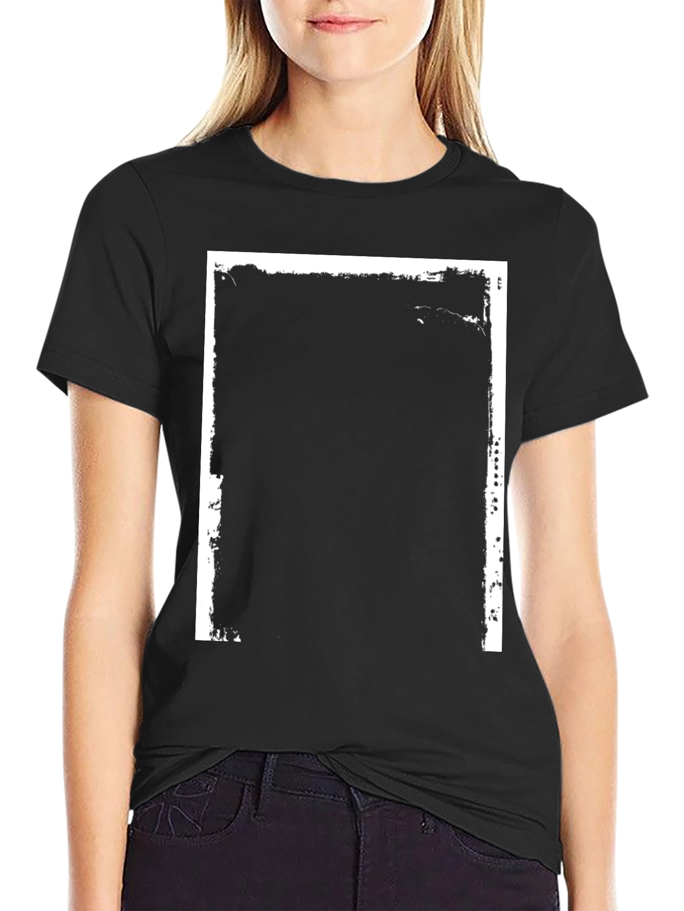 Black Black T-Shirt with Distressed Frame view 2