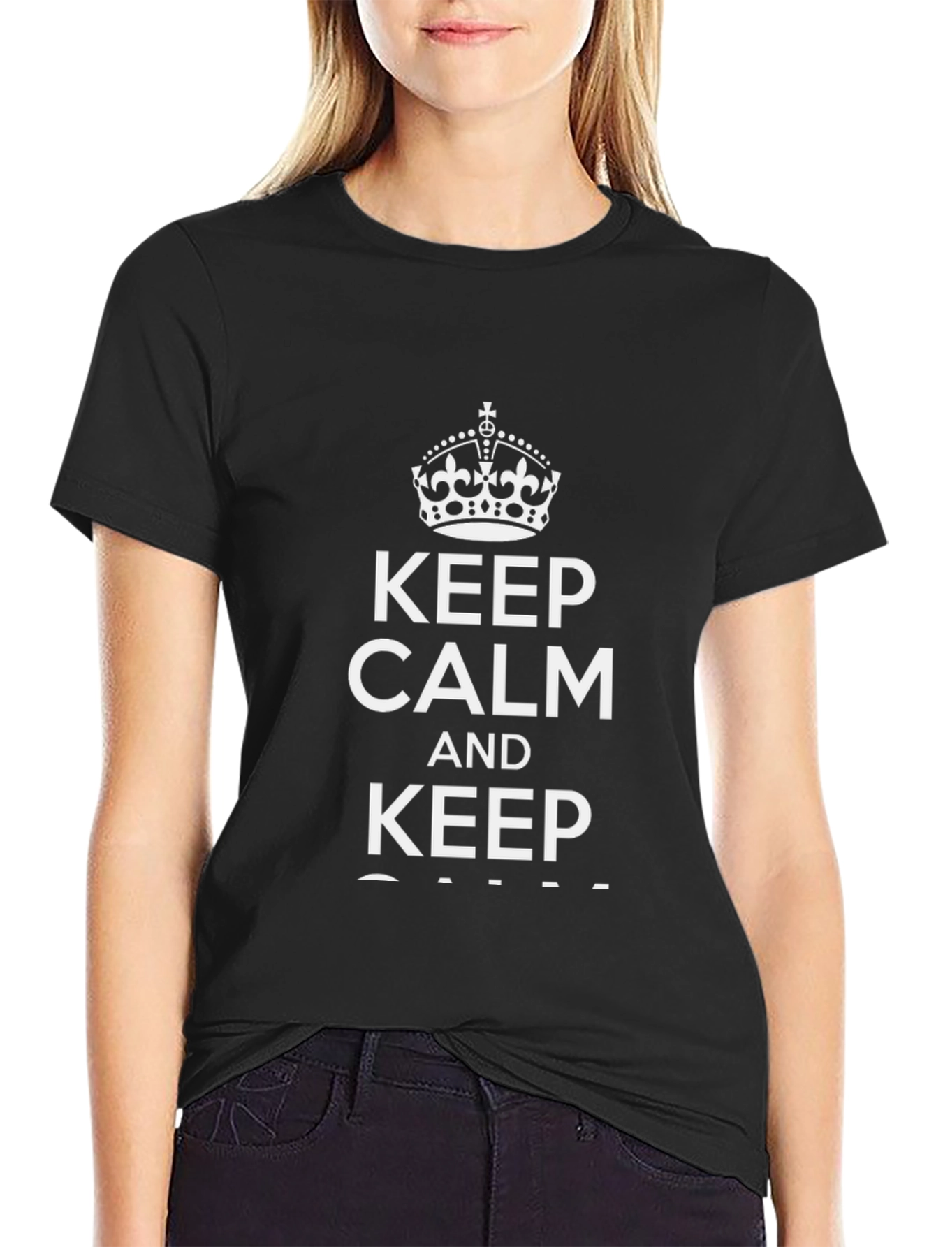 Black Keep Calm T-Shirt - Men's Short Sleeve Crew Neck view 2