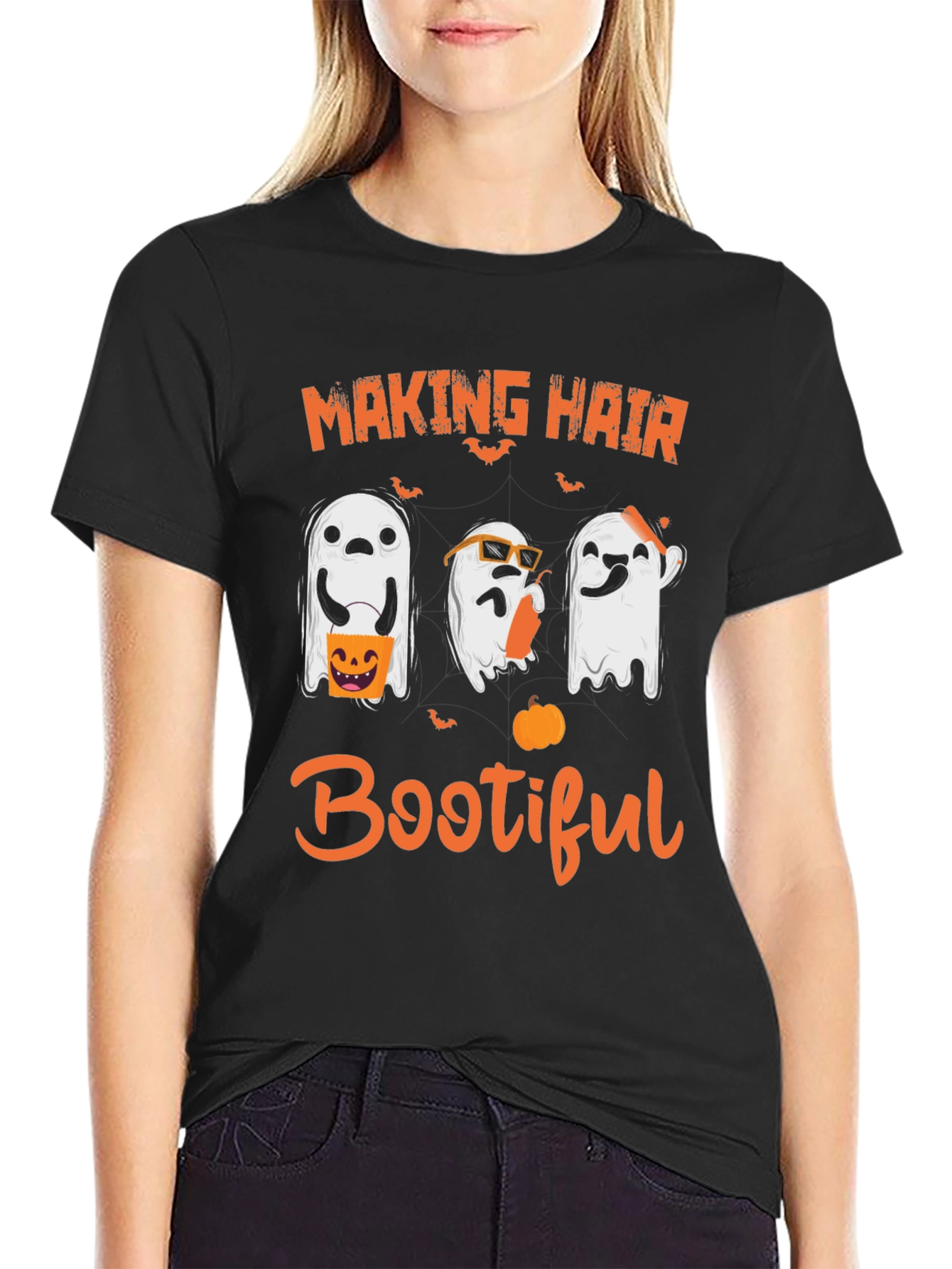 Black Making Hair Bootiful Halloween T-Shirt view 2