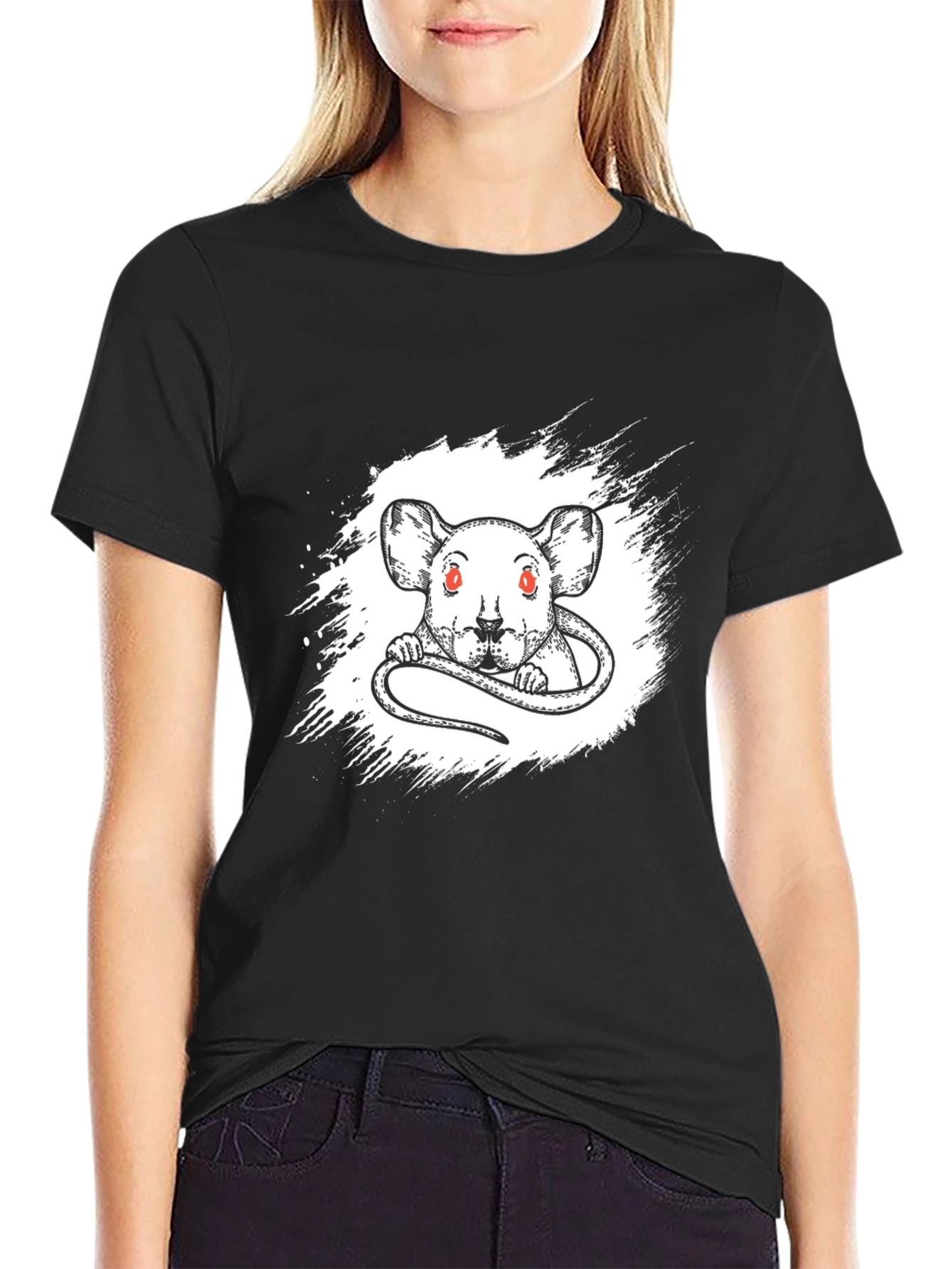 Black Rat Graphic Print Black T-Shirt view 2